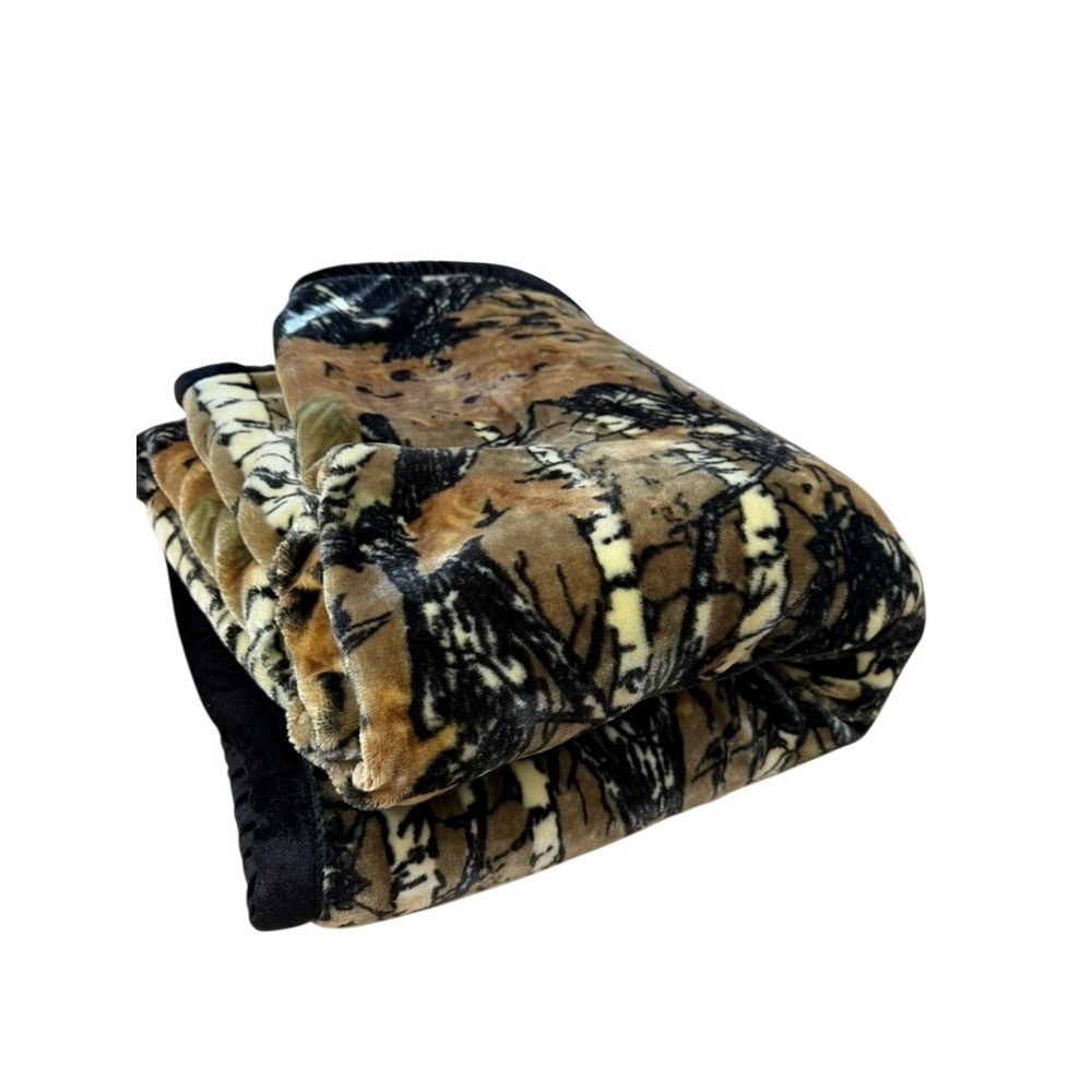 "Regal Comfort" Deer Camo Mink Blanket Plush Heavyweight Rustic 87" x 91" READ!!